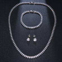 Load image into Gallery viewer, Gorgeous Cubic Zirconia White Gold Color Round Wedding Bridal Necklace Earrings