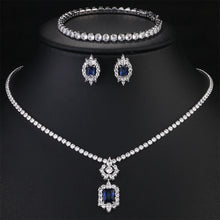 Load image into Gallery viewer, Gorgeous Cubic Zirconia White Gold Color Round Wedding Bridal Necklace Earrings