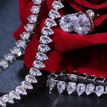 Load image into Gallery viewer, Gorgeous Cubic Zirconia White Gold Color Round Wedding Bridal Necklace Earrings
