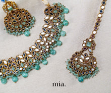 Load image into Gallery viewer, Antique Mirror Indian Wedding Jewellery set | Necklace Earrings Tikka