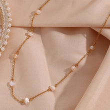 Load image into Gallery viewer, Genuine Natural Freshwater Pearl Necklace | Dainty 14k Layer Gold Necklace