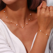 Load image into Gallery viewer, Genuine Natural Freshwater Pearl Necklace | Dainty 14k Layer Gold Necklace