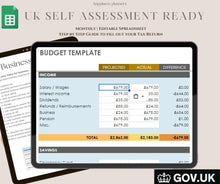 Load image into Gallery viewer, UK Self Assessment Ready | Google Sheets Budget Planner
