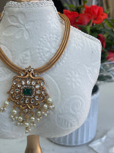 Load image into Gallery viewer, Green Wedding Jewellery Antique gold | Necklace set choker earrings
