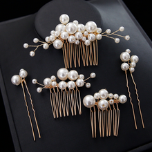 Load image into Gallery viewer, Pearl Bridal Hair Pins | Wedding Hair Piece | Bridal Hair Accessories - 5pc - Comb Set
