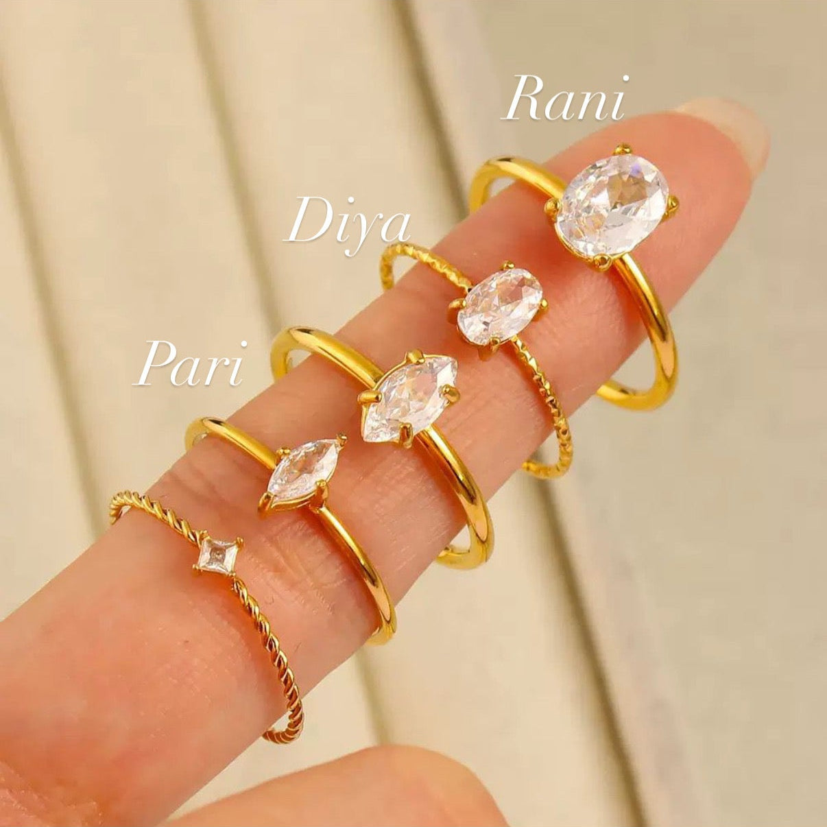3 Ring Trio Pari + Diya +Rani | Waterproof Marquise Oval Ring