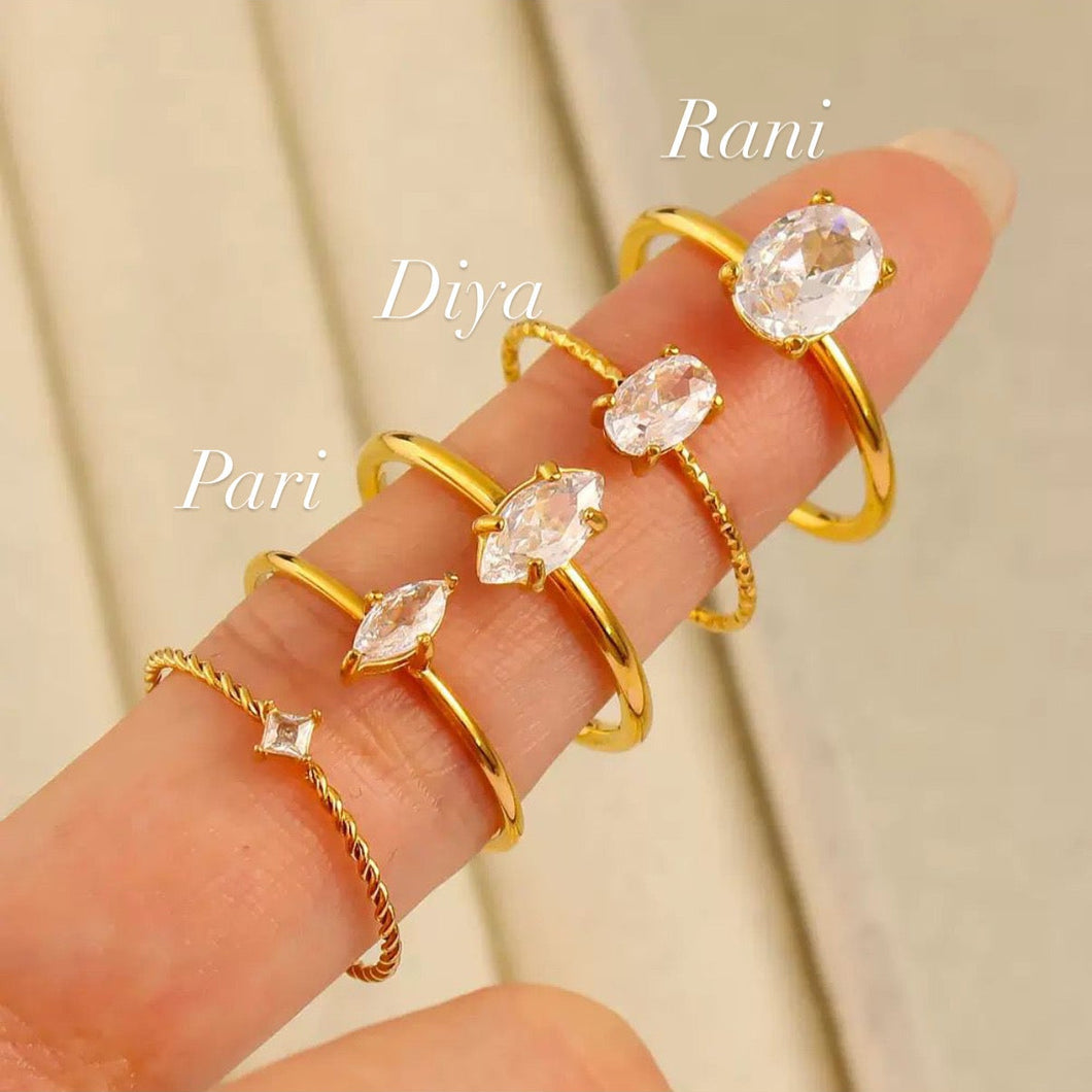 3 Ring Trio Pari + Diya +Rani | Waterproof Marquise Oval Ring
