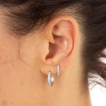 Load image into Gallery viewer, Diamond Huggie Earrings • Small Diamond Hoop Earrings • Minimalist Earrings
