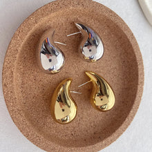 Load image into Gallery viewer, 18K Gold Teardrop Earrings • Water Rain Drop Shape • Statement Minimal Earring
