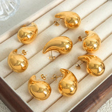 Load image into Gallery viewer, 18K Gold Teardrop Earrings • Water Rain Drop Shape • Statement Minimal Earring
