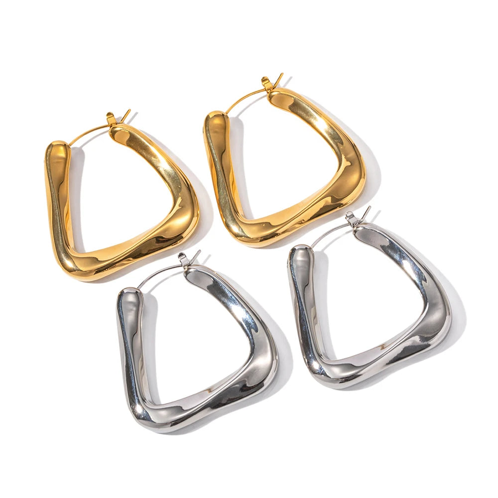 Geometric U-shaped Hollow Metal Earrings Minimalist