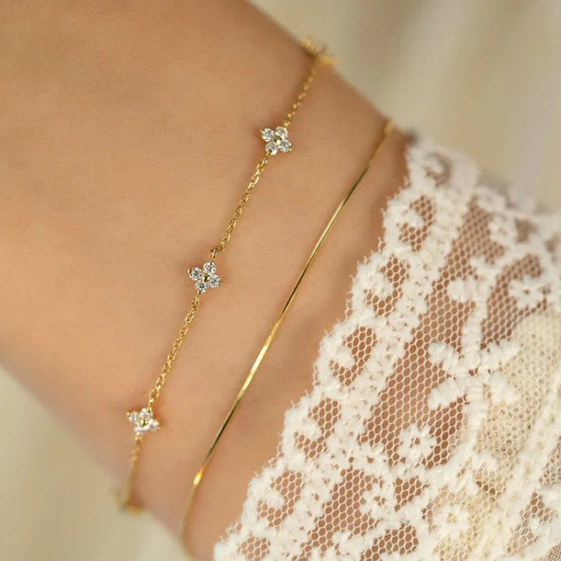 Flower Cluster Diamond Bracelet | 925 Sterling Silver