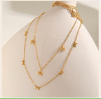 Bowknot Chain Choker Necklace, Stainless Steel