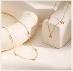 Bowknot Chain Choker Necklace, Stainless Steel