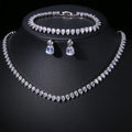 Gorgeous Cubic Zirconia White Gold Color Round Wedding Bridal Necklace Earrings