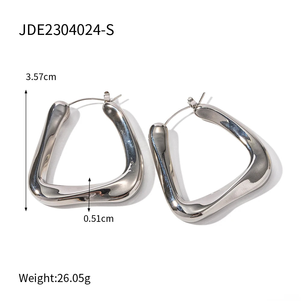 Geometric U-shaped Hollow Metal Earrings Minimalist