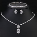 Luxury Clear Blue Zircon Geometric Water Drop Jewelry Set