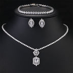 Luxury Clear Blue Zircon Geometric Water Drop Jewelry Set