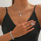 Luxury Clear Blue Zircon Geometric Water Drop Jewelry Set