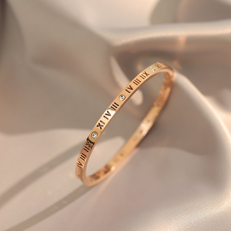 Roman Numeral Stainless Steel Bangle