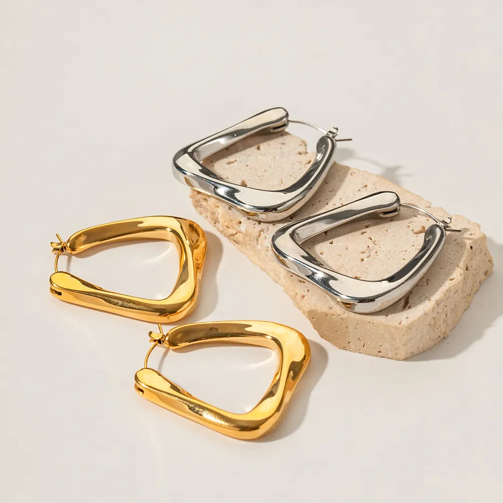 Geometric U-shaped Hollow Metal Earrings Minimalist