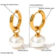 Load image into Gallery viewer, Pearl Stainless Steel Earrings
