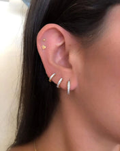 Load image into Gallery viewer, Diamond Huggie Earrings • Small Diamond Hoop Earrings • Minimalist Earrings
