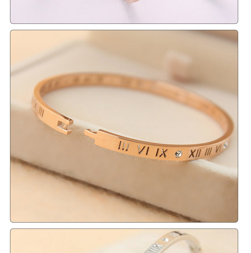 Roman Numeral Stainless Steel Bangle