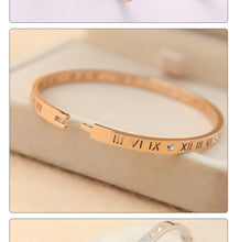 Load image into Gallery viewer, Roman Numeral Bracelet, Stainless Steel Bangle
