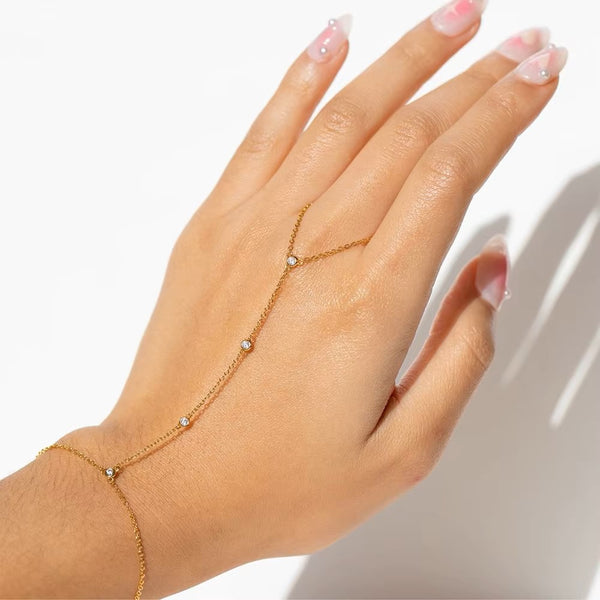 Dainty 18k Gold Plated Hand Chain