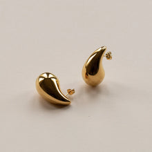 Load image into Gallery viewer, 18K Gold Teardrop Earrings • Water Rain Drop Shape • Statement Minimal Earring
