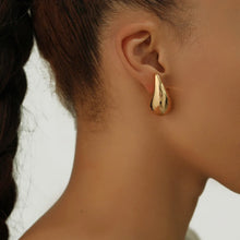 Load image into Gallery viewer, 18K Gold Teardrop Earrings • Water Rain Drop Shape • Statement Minimal Earring
