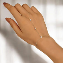 Load image into Gallery viewer, Diamond Flower Hand Chain / Dainty Sterling Silver Finger Chain
