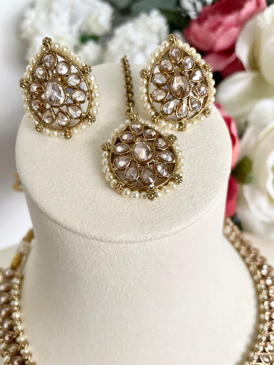 Polki Gold studded Choker Polki Stone | Bridal Indian Necklace Jewelry Set