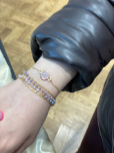 Load image into Gallery viewer, Beaded Double Chain Rose Quartz Dainty Bracelet Minimalist Stone
