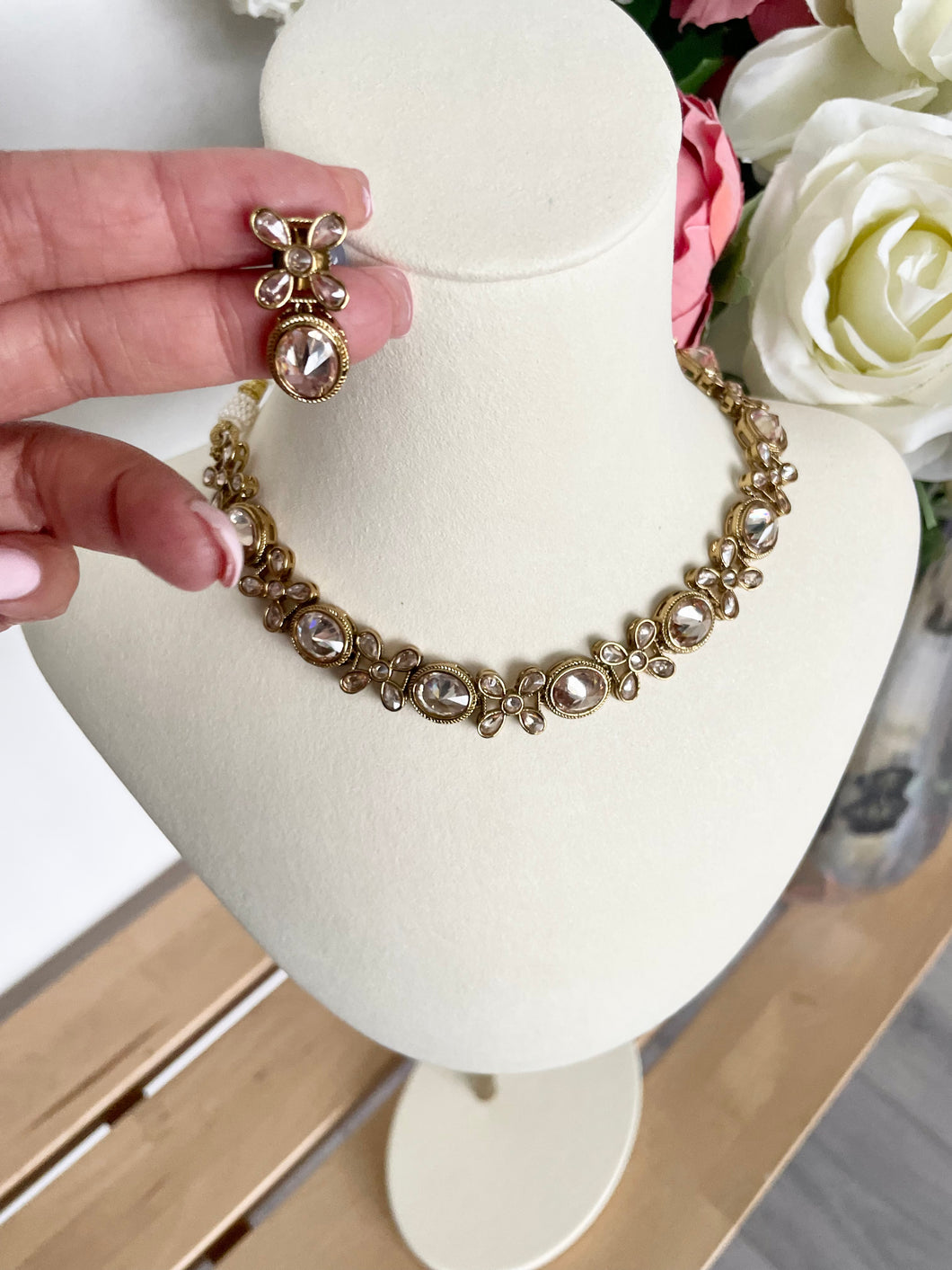 Gold Choker Stone | Bridal Indian Necklace Jewelry Set