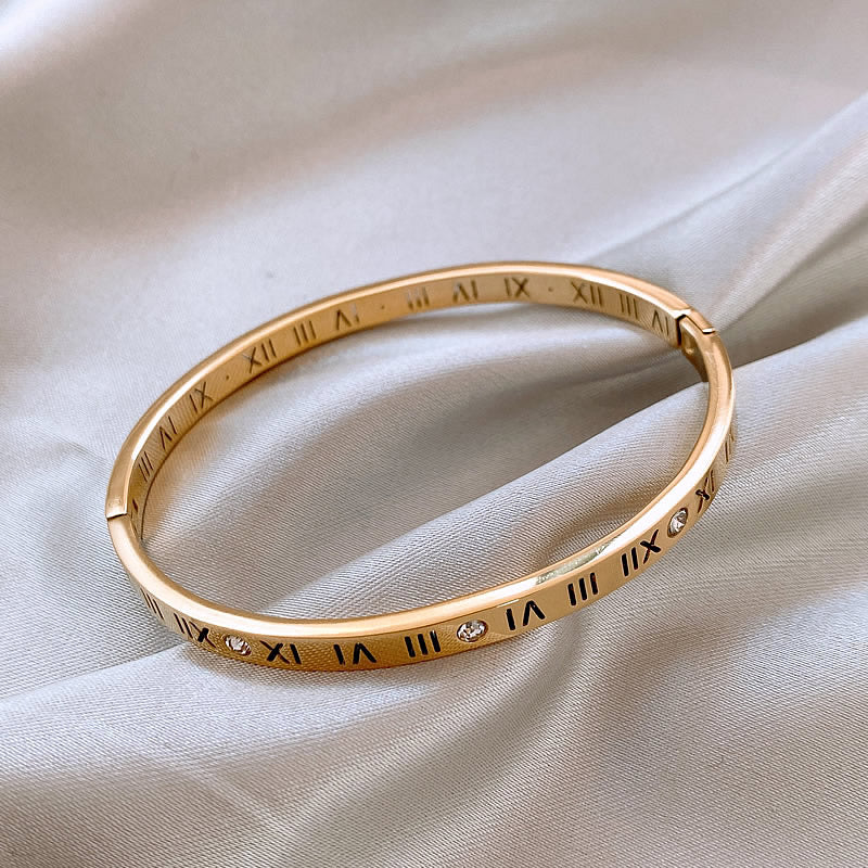 Roman Numeral Stainless Steel Bangle