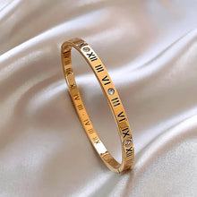 Load image into Gallery viewer, Roman Numeral Bracelet, Stainless Steel Bangle
