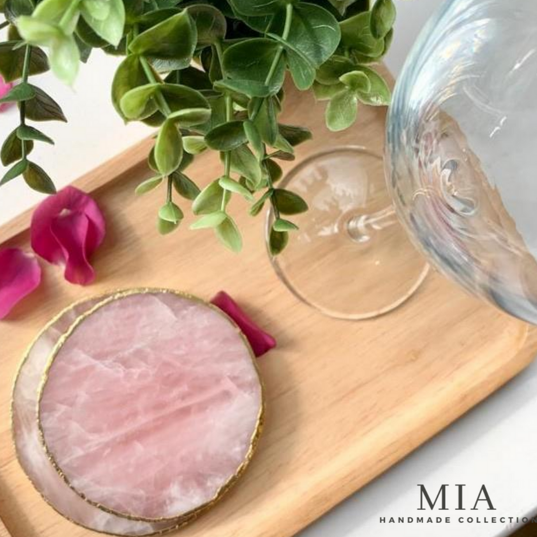 Rose Quartz Natural Crystal Coaster