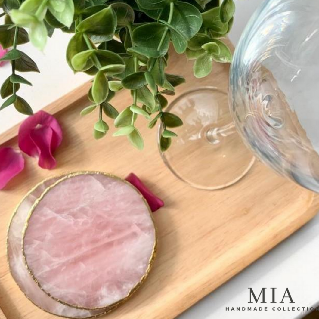 Agate Rose Quartz Natural Crystal Coaster