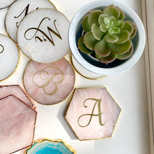 Load image into Gallery viewer, Hexagon Rose Quartz Natural Crystal Coaster | Pink Agate Coasters Gemstone Tableware |
