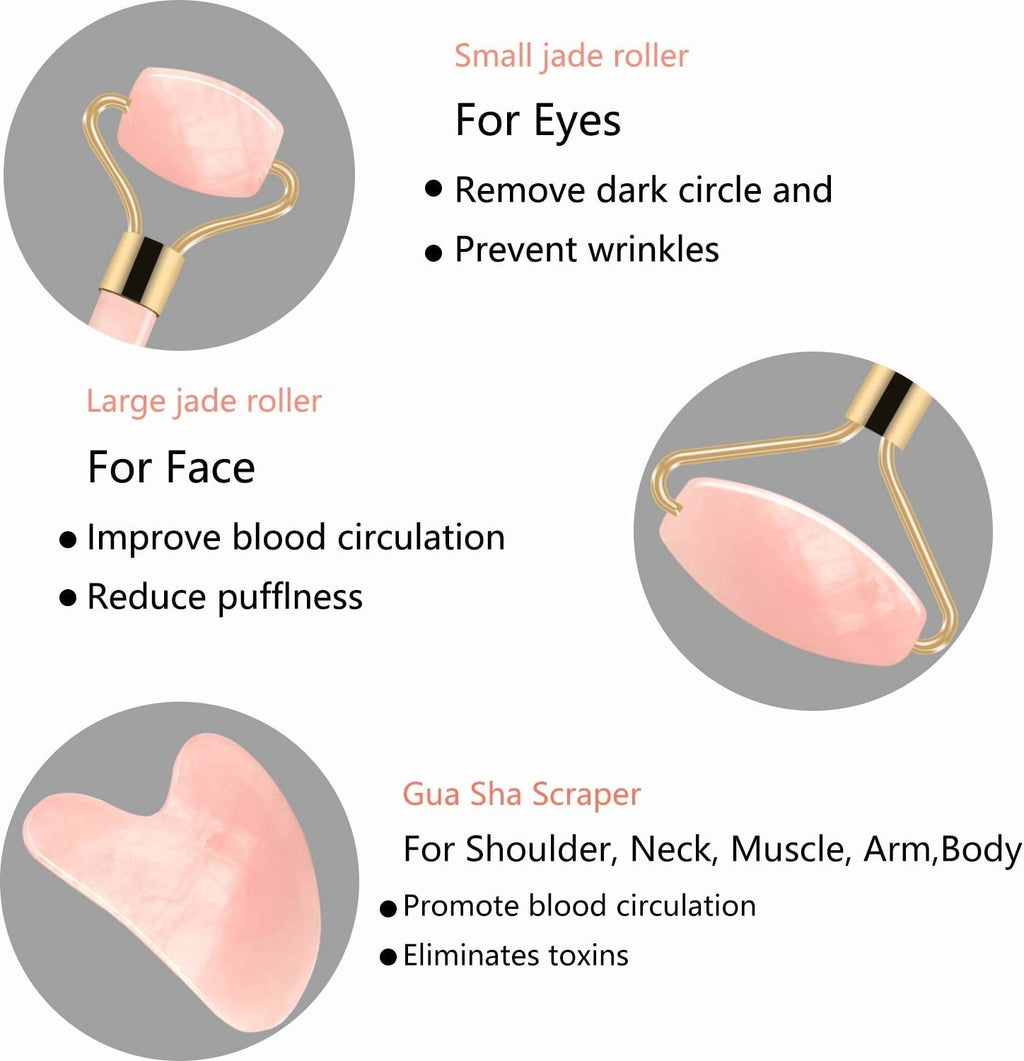 Gua Sha Rose Quartz and Jade | Firming Facial Reliever