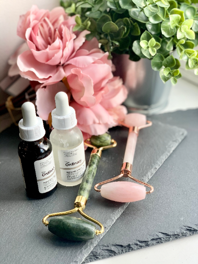 Gua Sha Rose Quartz and Jade | Firming Facial Reliever