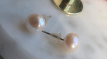 Load image into Gallery viewer, Small 5mm White fresh water pearl studs | Bridesmaid earrings
