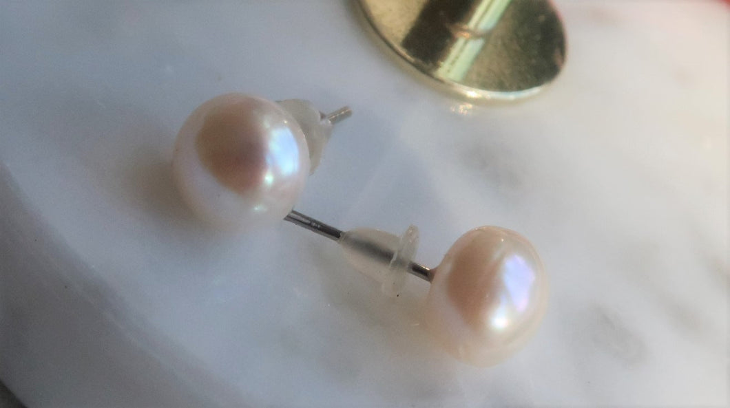 Small 5mm White fresh water pearl studs | Bridesmaid earrings