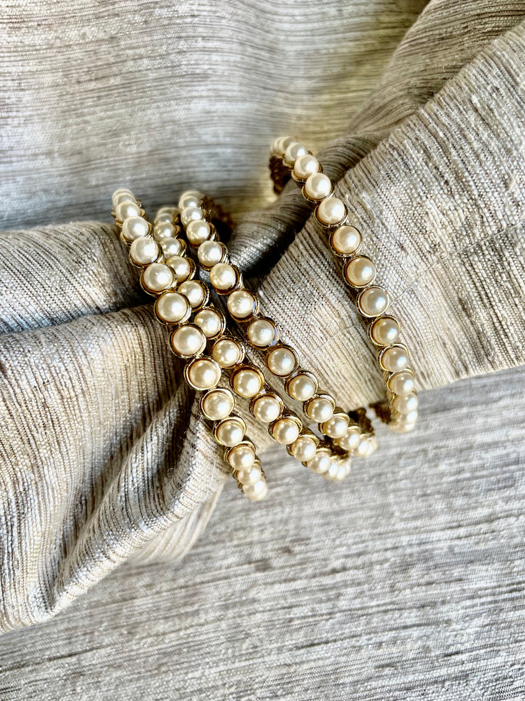 Pearl-Studded Gold Bangle Set | Indian Bangles