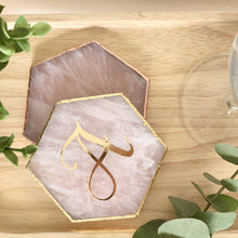 Load image into Gallery viewer, Hexagon Rose Quartz Natural Crystal Coaster | Pink Agate Coasters Gemstone Tableware |
