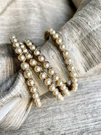 Pearl-Studded Gold Bangle Set | Indian Bangles