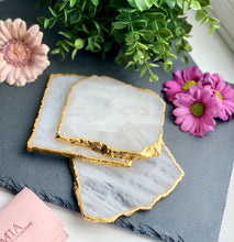 Load image into Gallery viewer, Rose Quartz Agate Stone SQUARE Coaster
